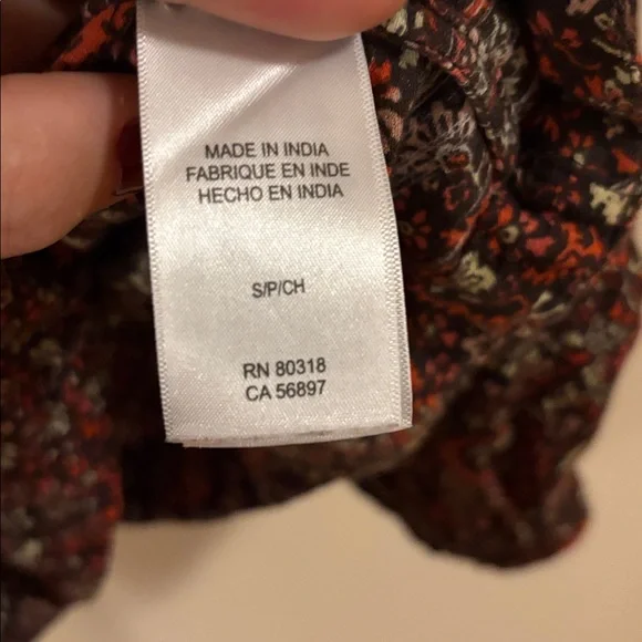 Lucky Brand smocked Paisley Blouse - Brown and Red - Picture 3 of 8